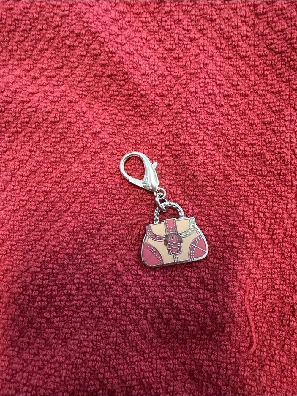 Coach Silver-tone Pink & White Purse Charm Keychain NWOT